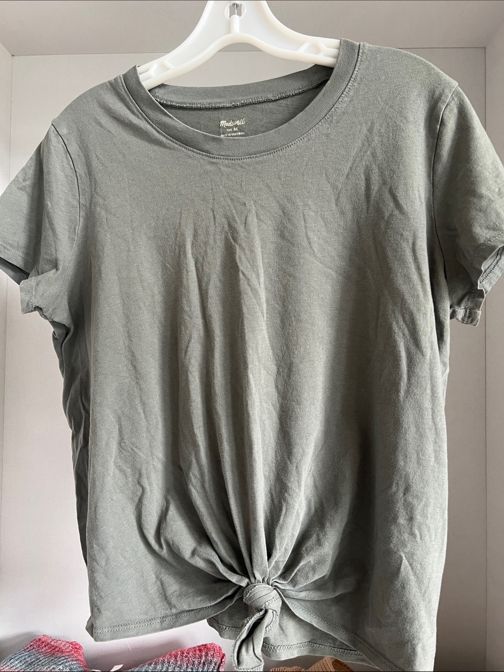 Madewell Short Sleeve Knot-Front Tee in Sage